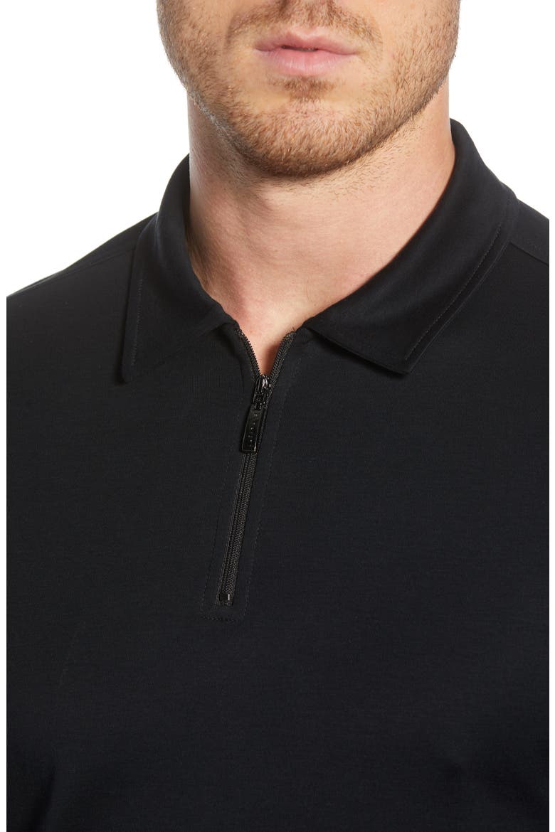 Georgia Long Sleeve Zip Polo, Alternate, color, BLACK