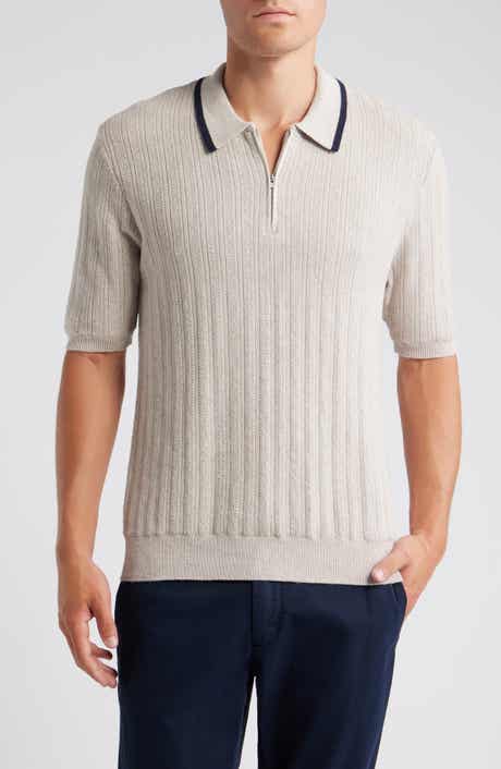 Wax London Bury Zip Polo Cotton & Cashmere Sweater