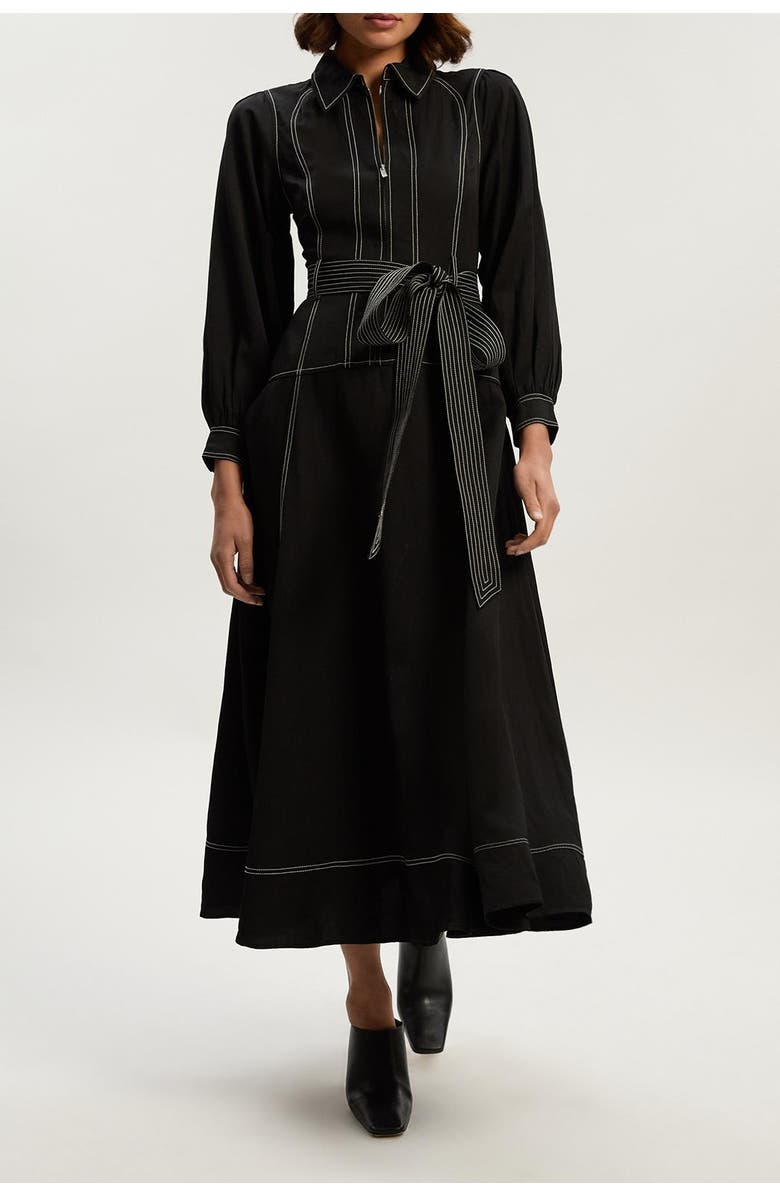 Karen Millen Twill Maxi Dress, Alternate, color, Black