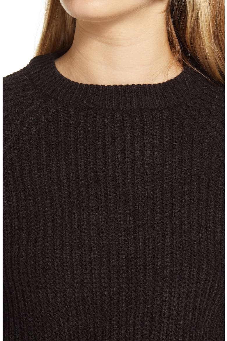 Shaker Stitch Crewneck Sweater, Alternate, color, BLACK