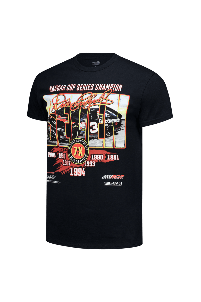 Men's Checkered Flag Sports Black Dale Earnhardt 1-Spot Seven Championships T-Shirt, Alternate, color, Black