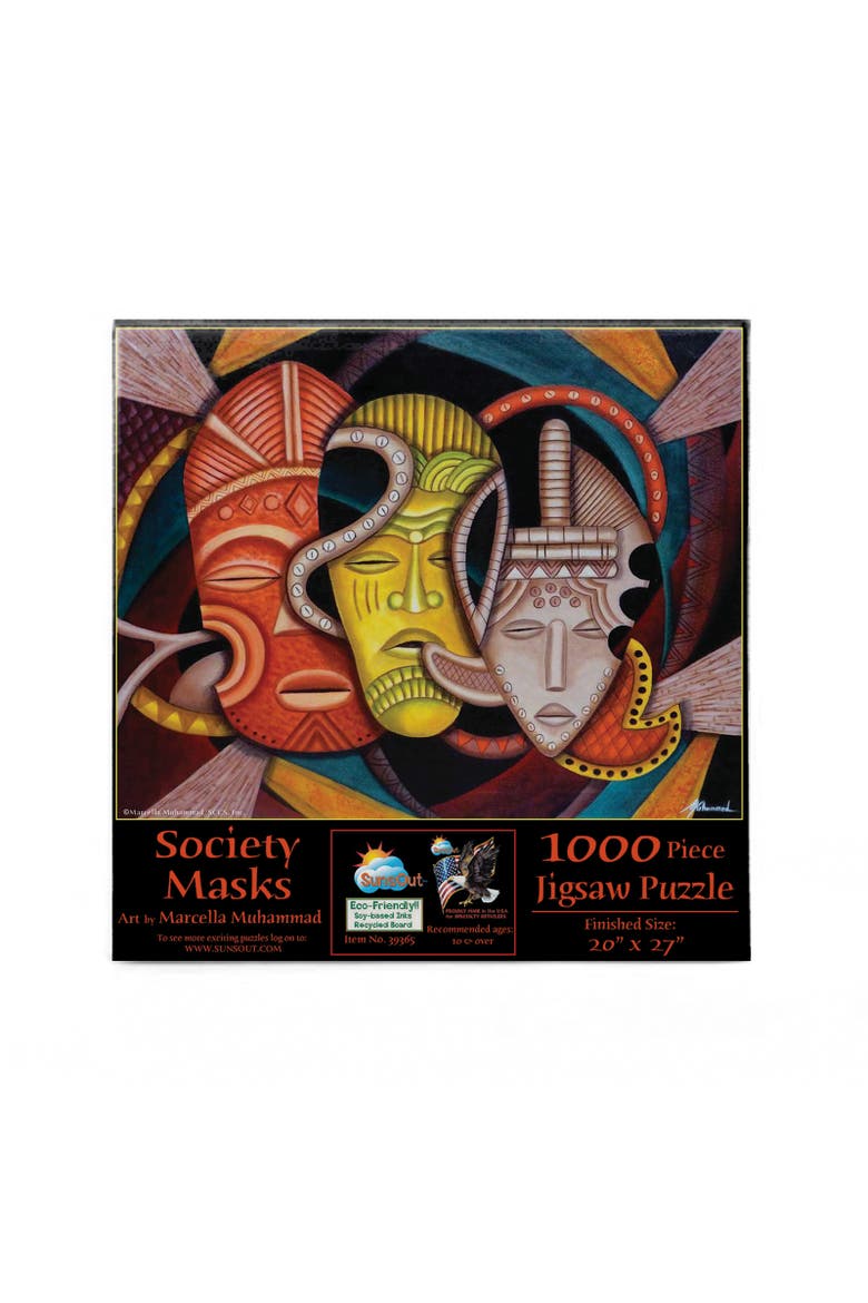 Society Masks 1000 piece Jigsaw Puzzle for Adults, Alternate, color, Multicolor