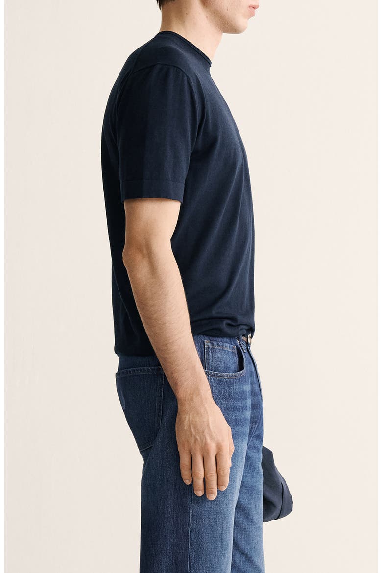 Cotton & Silk T-Shirt, Alternate, color, NAVY