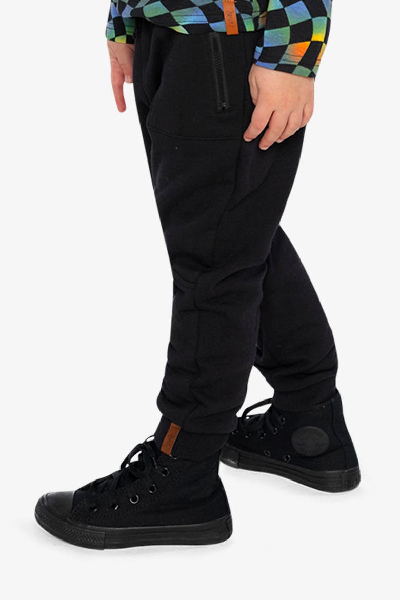 Ribbed Ankle Cuffs Fleece Sweatpants with Pockets, Alternate, color, Black