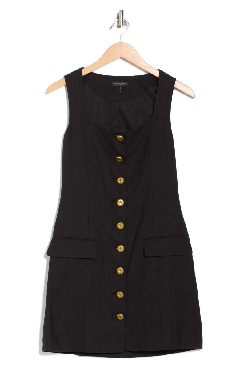 rag & bone Mona Sleeveless Cotton & Linen Minidress, Alternate, color, Black