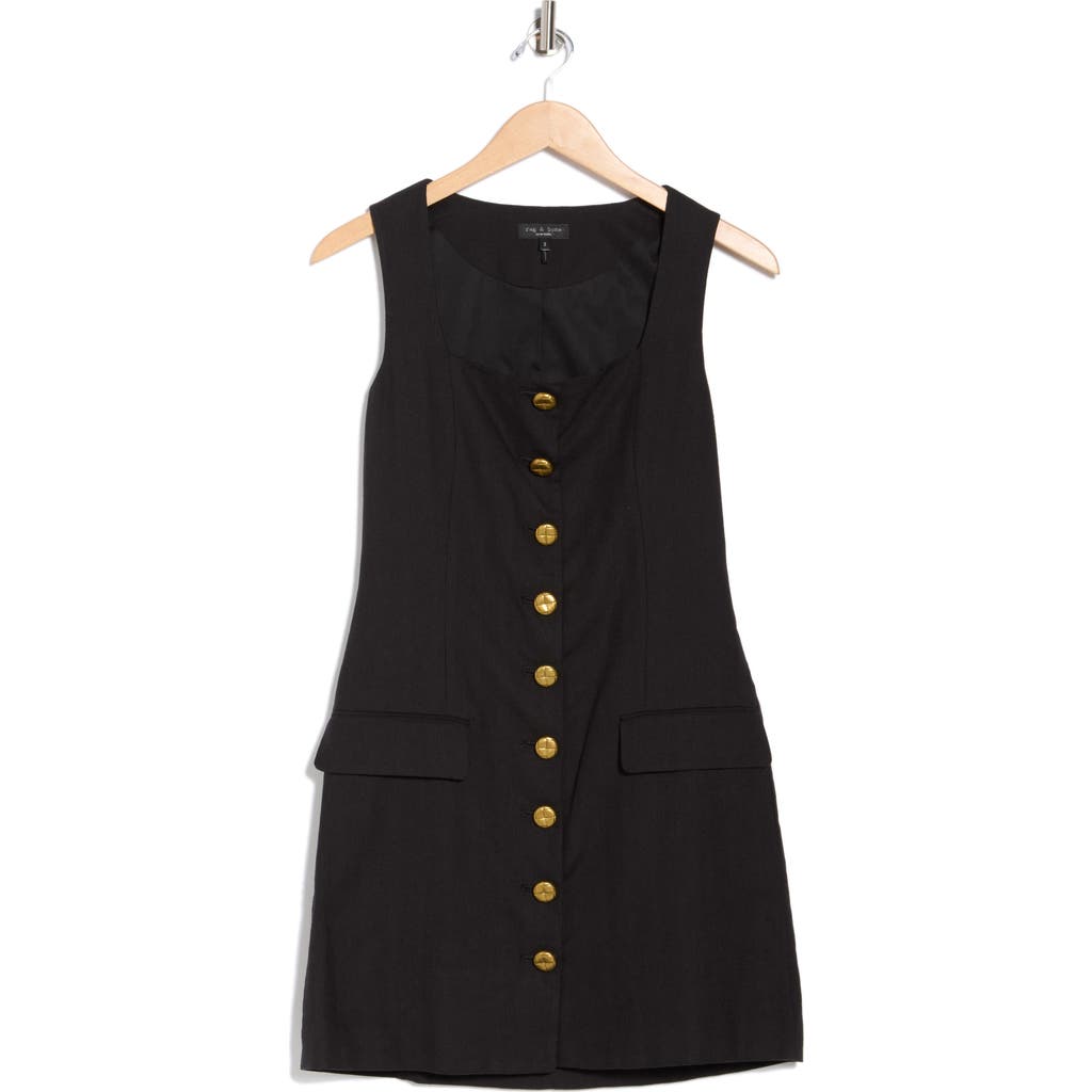 Rag & Bone Mona Sleeveless Cotton & Linen Minidress In Black