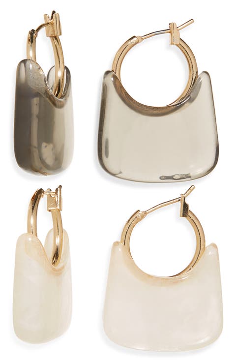 Set of 2 Resin Hoop Earrings