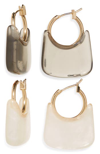 Tasha Set Of 2 Resin Hoop Earrings In Gold