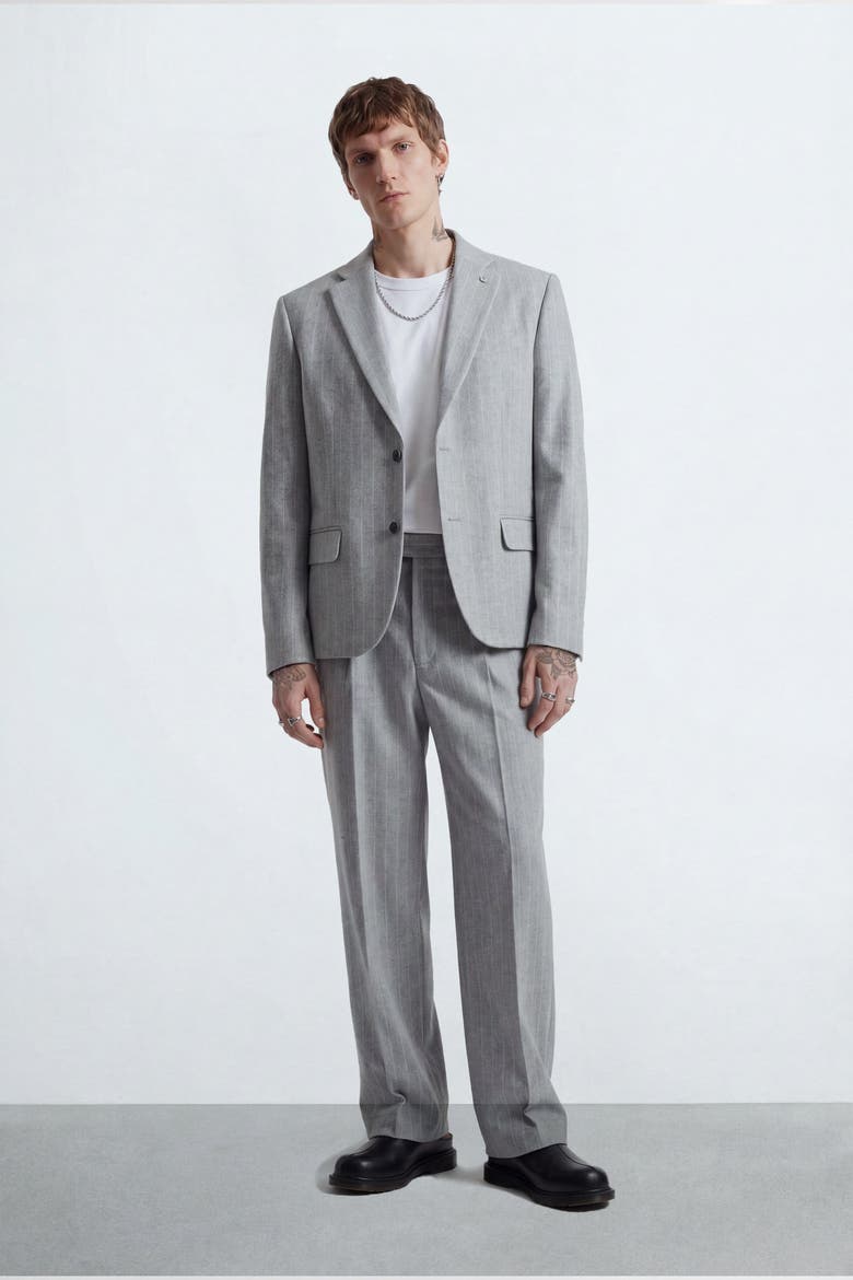 Tyson Pinstripe Suit Jacket, Alternate, color, Grey