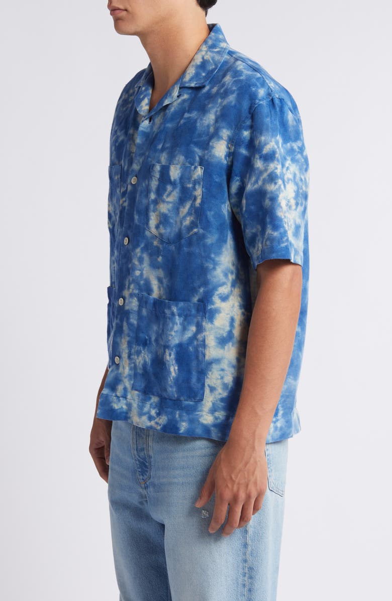 Corridor Tie Dye Linen & Cotton Camp Shirt, Alternate, color, 