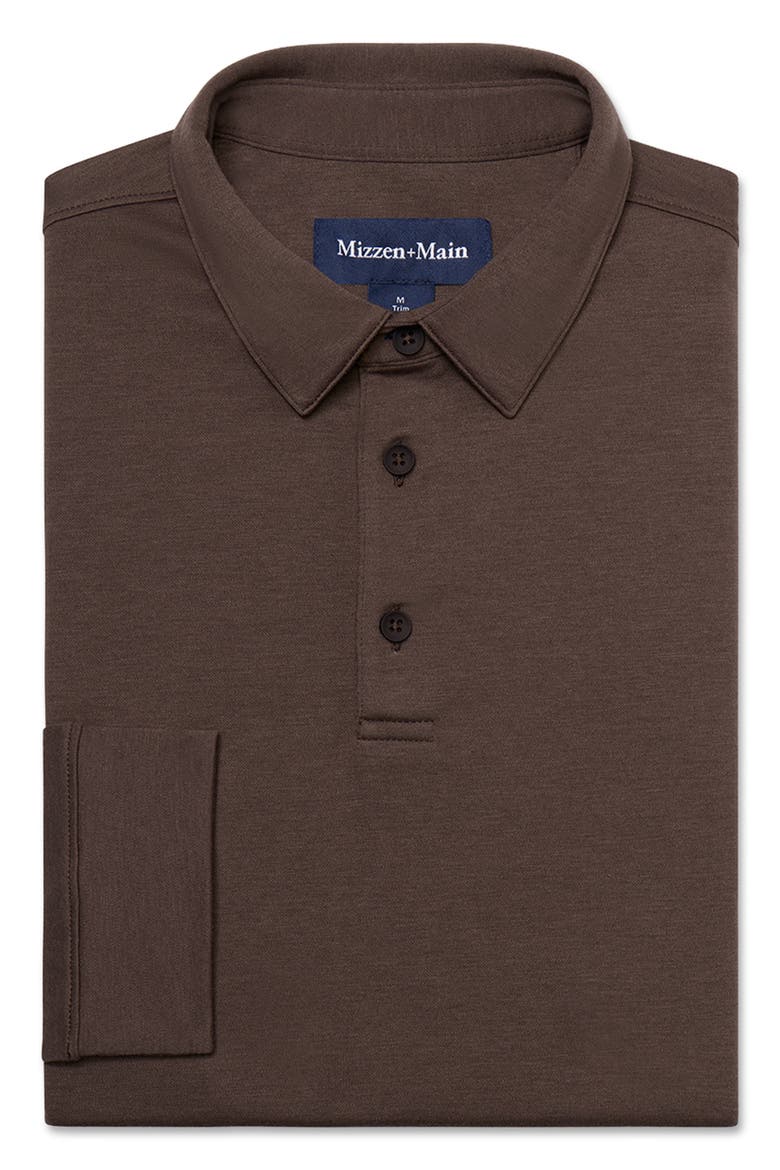 Kent Long Sleeve Performance Polo, Alternate, color, ESPRESSO