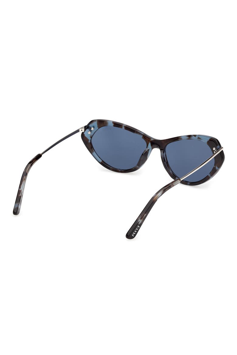 56mm Geometric Sunglasses, Alternate, color, BLUE HAVANA / FISHTAIL LOGO