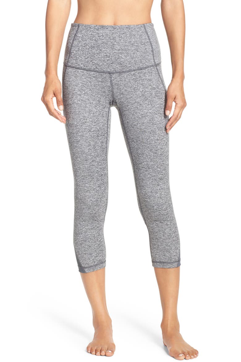 'Hatha' High Waist Crop Leggings, Main, color, GREY GRAPHITE MELANGE