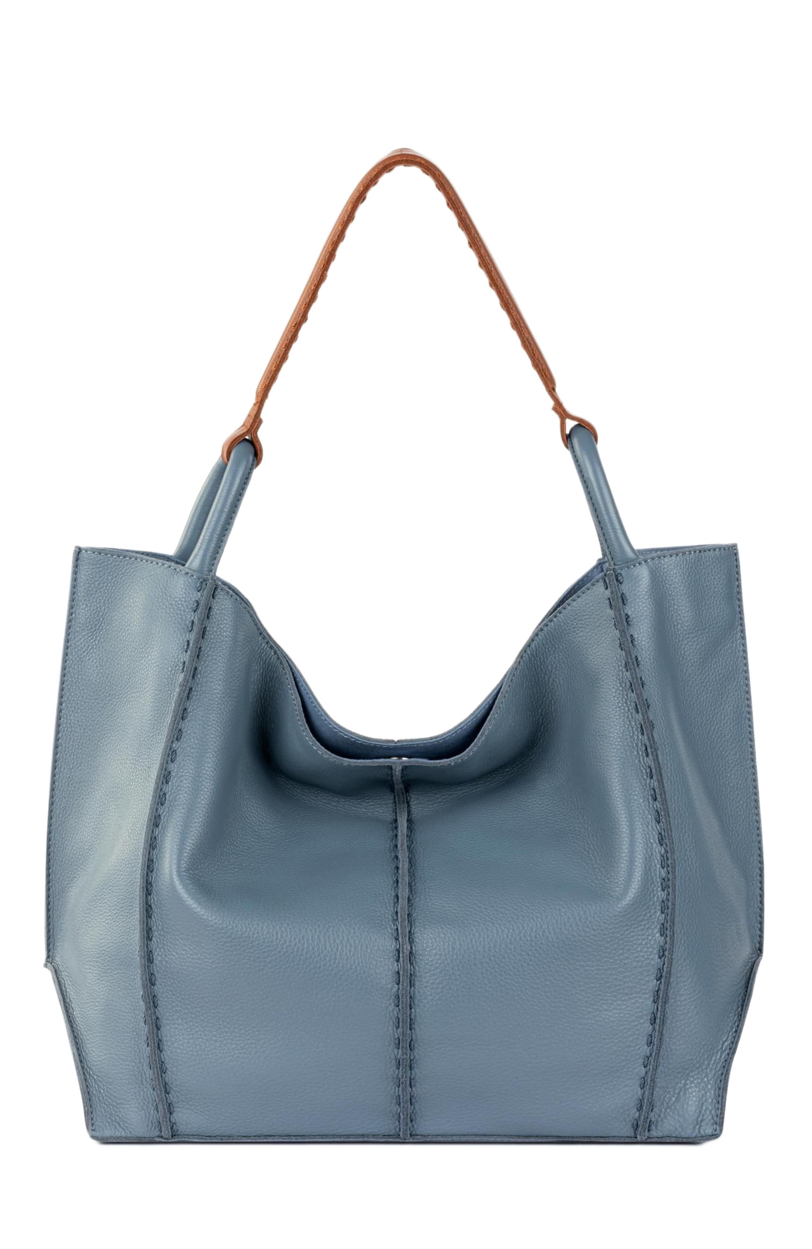 Los Feliz Large Tote Leather Bag, Alternate, color, Maritime