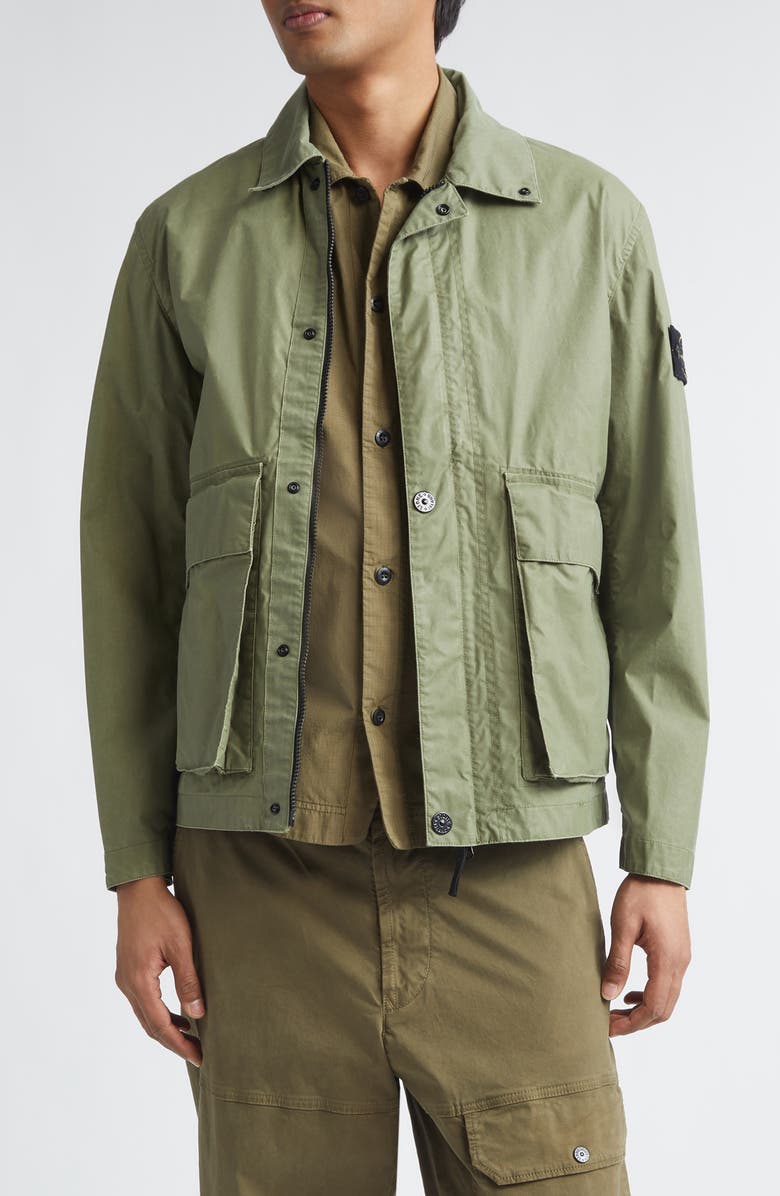 Stone Island Coated Twill Jacket, Main, color, Military Green