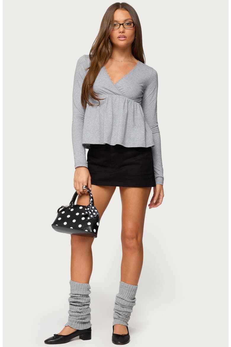 Kenzie Long Sleeve Babydoll Top, Alternate, color, GRAY-MELANGE