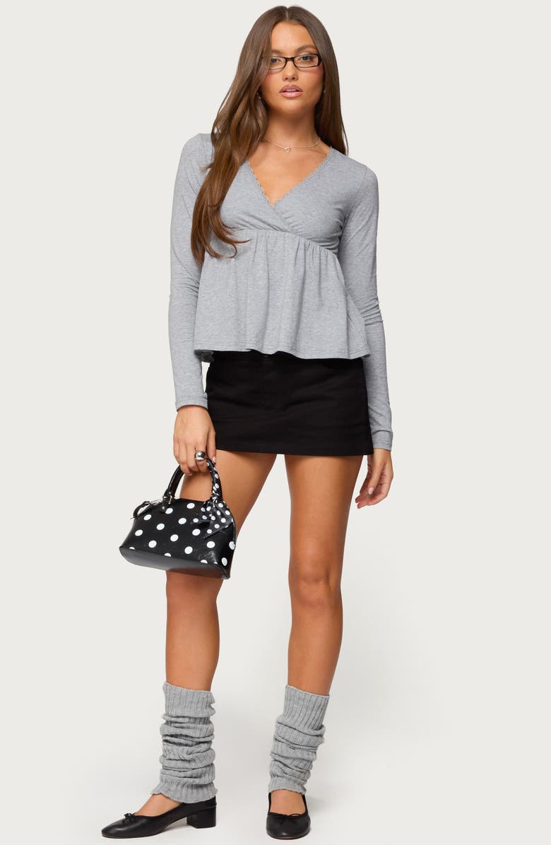 EDIKTED Kenzie Long Sleeve Babydoll Top, Alternate, color, 