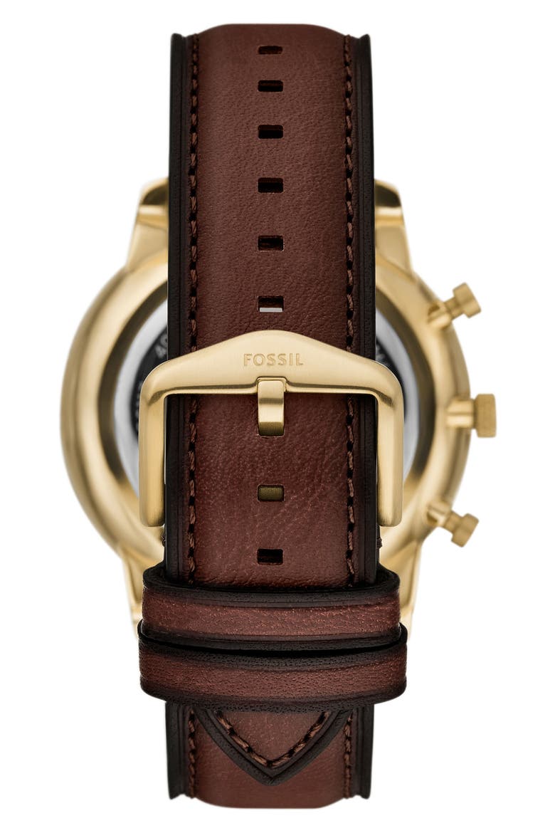 Neutra Chronograph Leather Strap Watch, 44mm, Alternate, color, BROWN