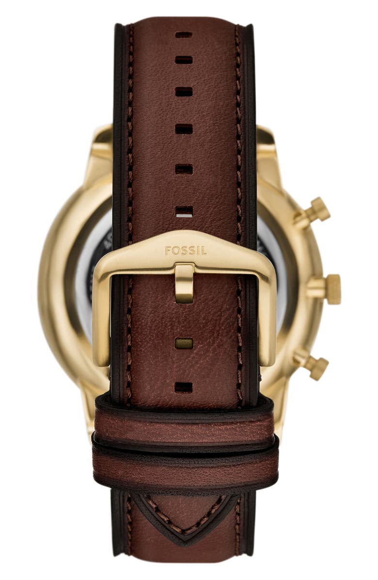 Fossil Neutra Chronograph Leather Strap Watch, 44mm, Alternate, color, Brown