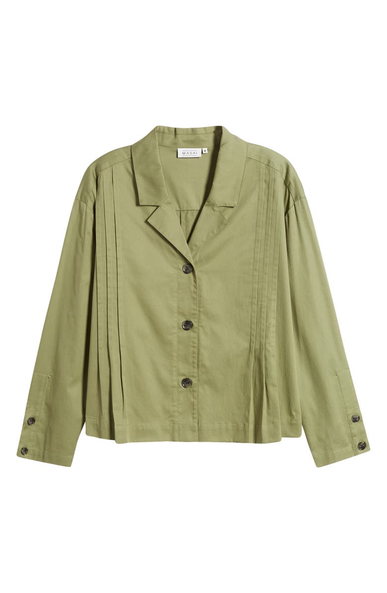 Masai Copenhagen Icara Pleat Detail Button-Up Cotton Shirt, Alternate, color, 