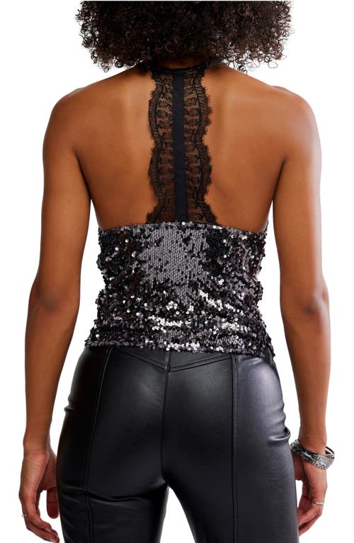 Free People Take Me Away Sequin & Lace Tank In Black