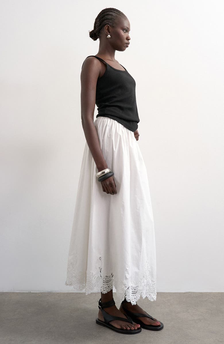 Topshop Lace Hem Cotton Maxi Skirt, Main, color, Ivory