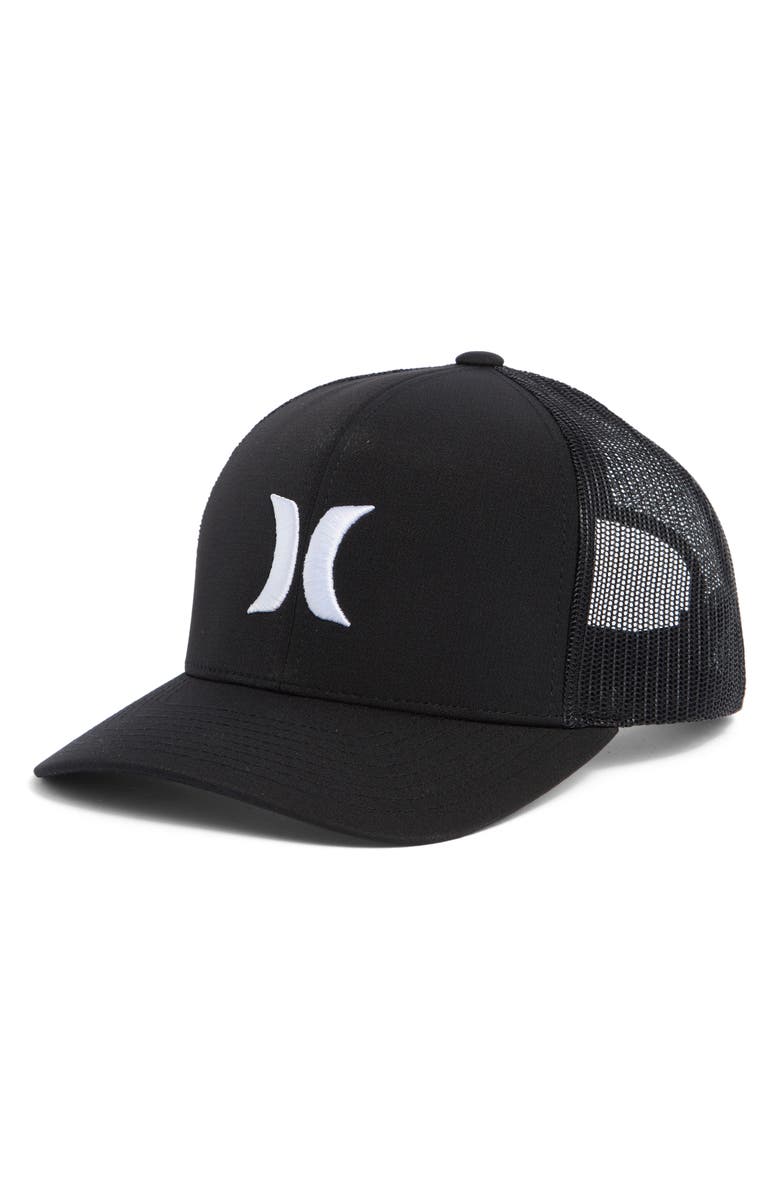 Hurley Del Mar Trucker Baseball Cap, Main, color, Black/White