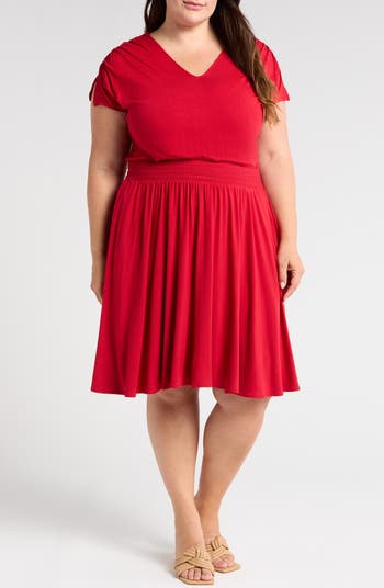 23 jersey dress plus size Plus Size Long Sleeve Jersey Flared Swing T-Shirt Tunic Dress with Sid –  TheLovely.com main image 0