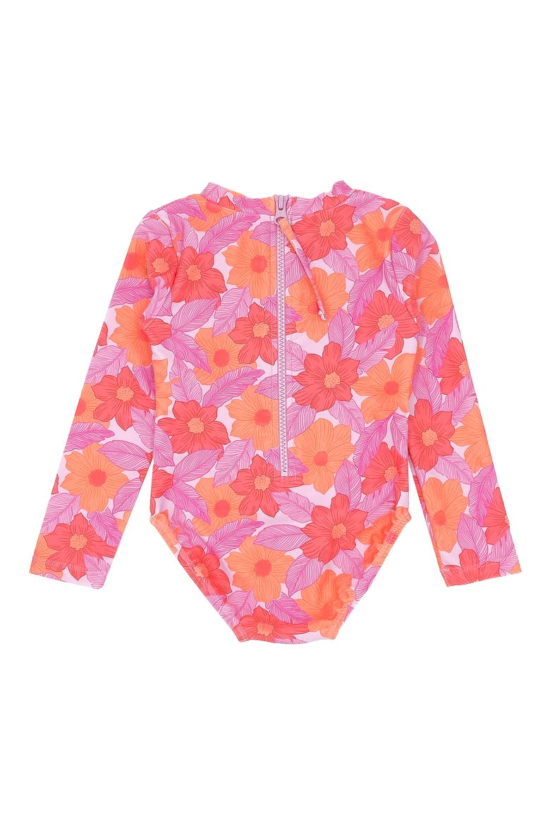 Wave Crasher Long Sleeve Rashguard Swimsuit, Alternate, color, LILAC