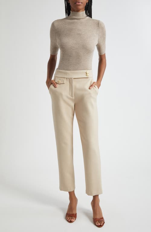 Veronica Beard Alastair Rib Short Sleeve Merino Wool Sweater In Neutral