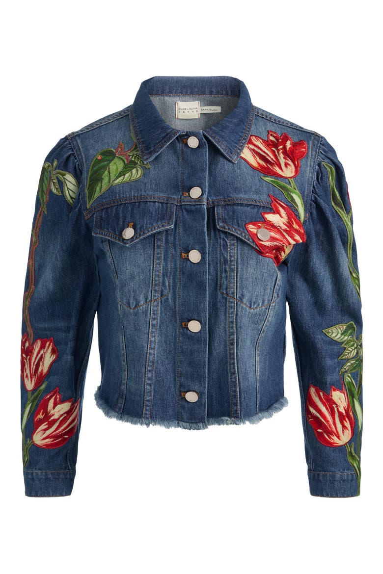Elijah Embroidered Appliqué Denim Jacket, Alternate, color, FREYJA BLUE/ SOFT TULIP