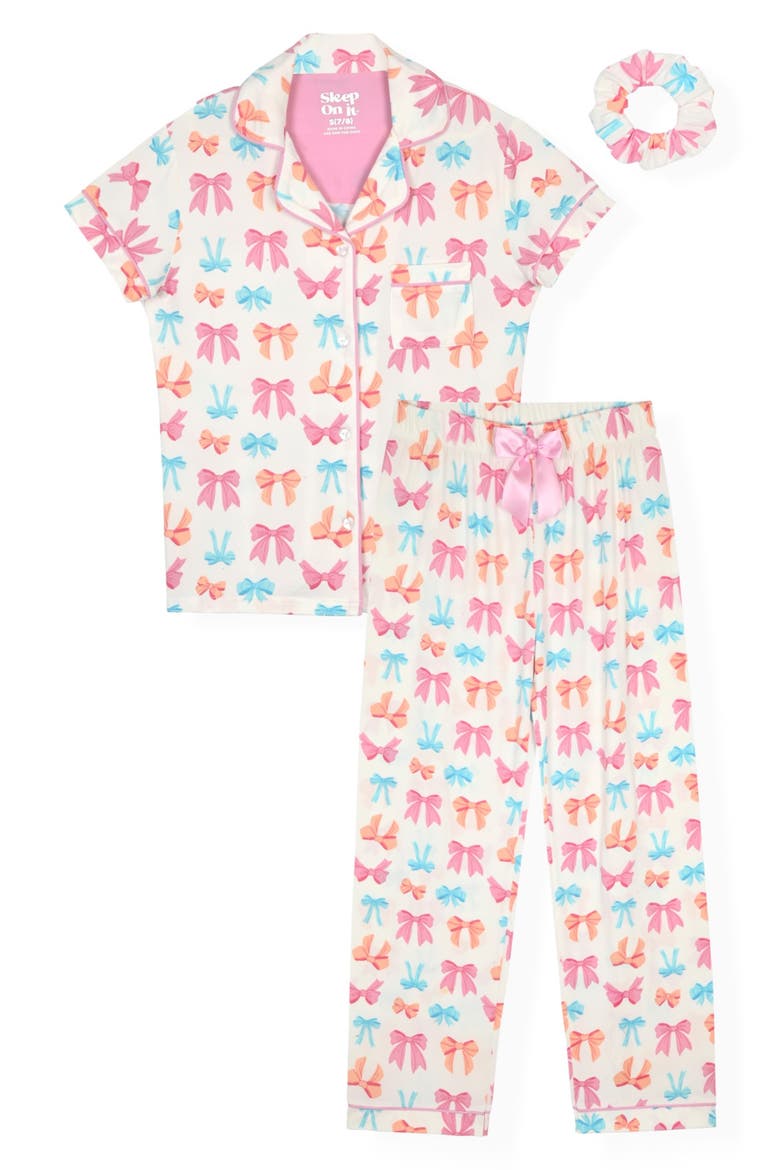 Kids' Two-Piece Coat Pajamas & Scrunchie Set, Main, color, WHITE