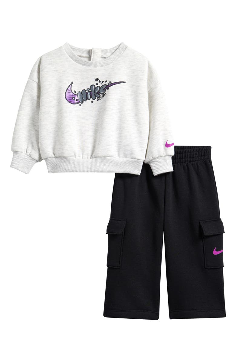 Nike Essential Sweatshirt & Cargo Pants Set, Main, color, Black