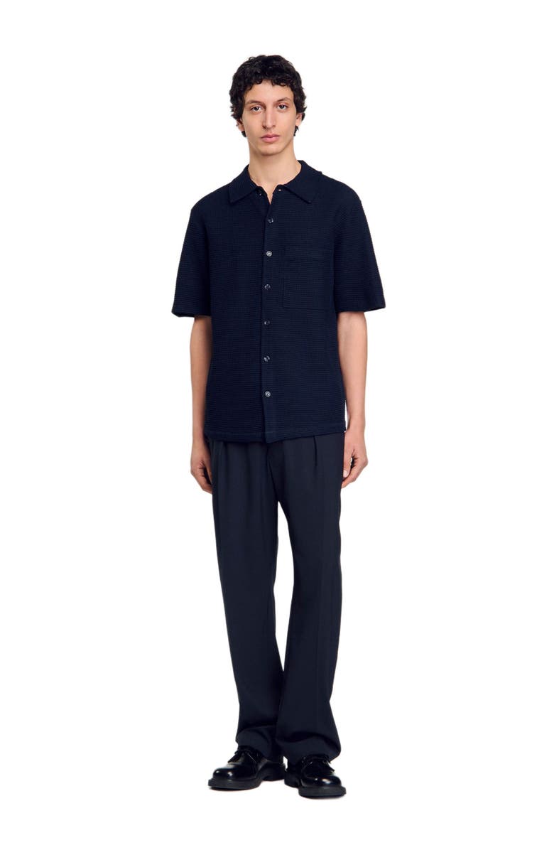 SANDRO Waffled shirt, Main, color, Midnight Blue