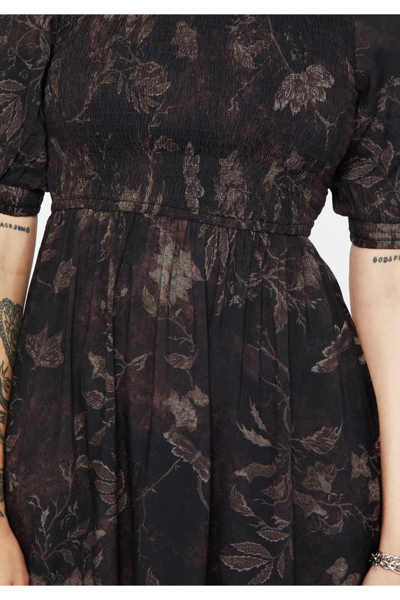 Ashmire Woodland Moth Mini Dress, Alternate, color, Black