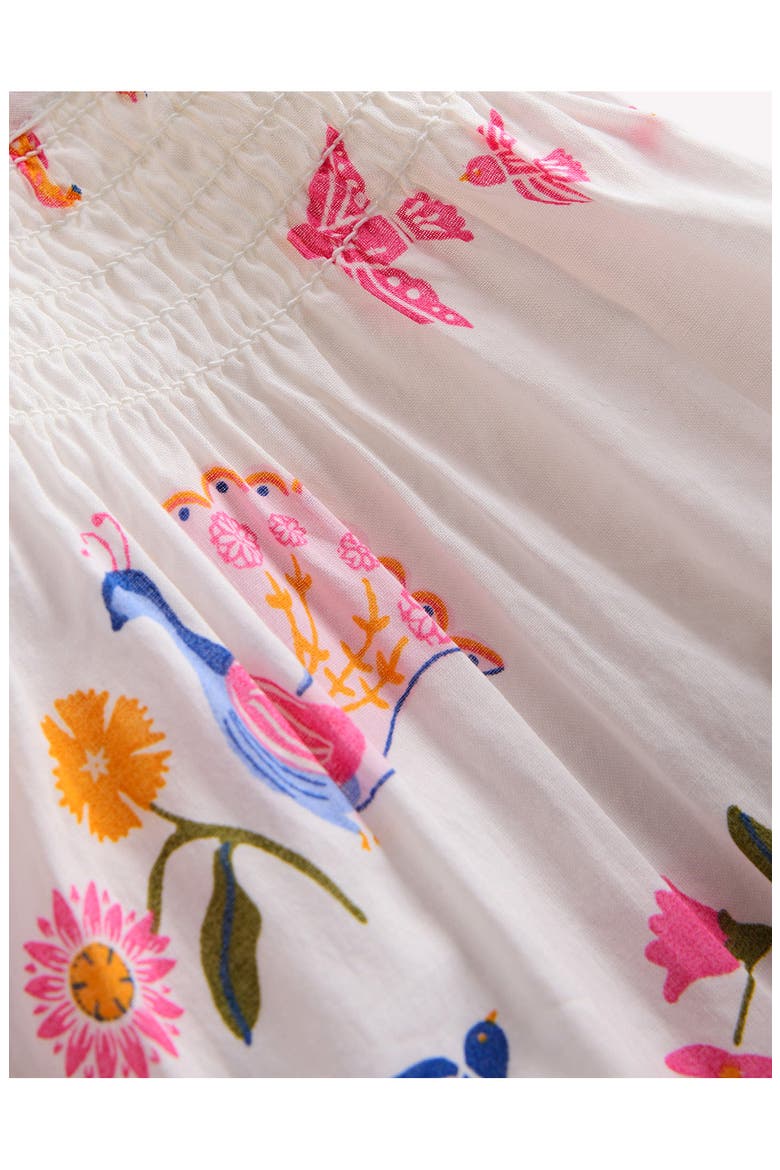 Floaty Shirred Dress, Alternate, color, IVORY JUNGLE ANIMALS