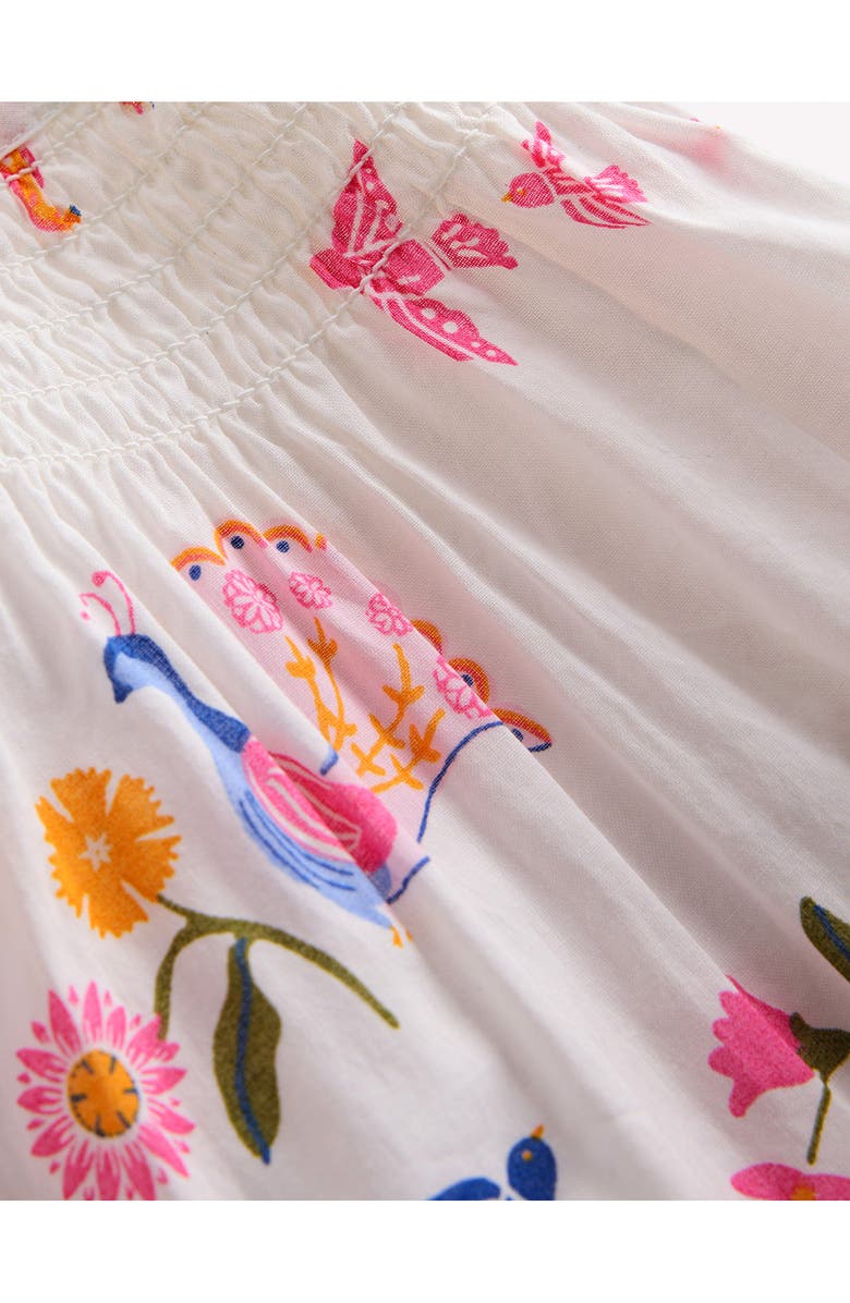 Mini Boden Floaty Shirred Dress, Alternate, color, Ivory Jungle Animals