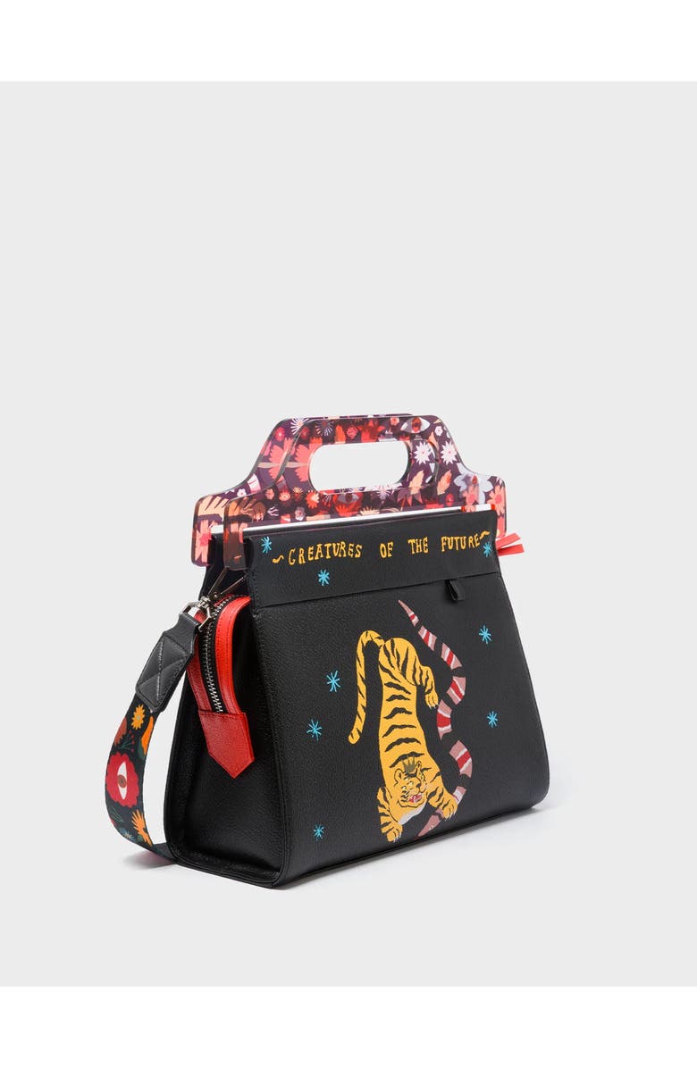 MIN & MON Vali Leather Crossbody Handbag Plastic Handle - Tiger And Snake Print, Main, color,