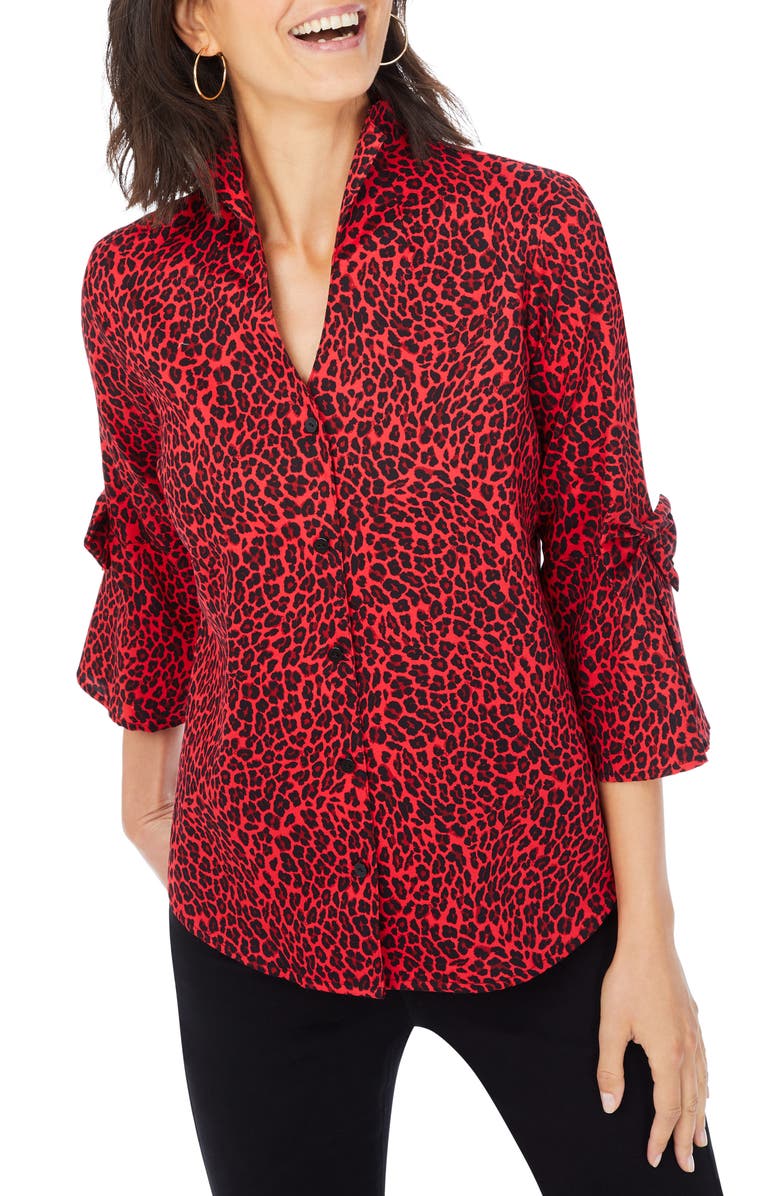 Foxcroft Terra Leopard Print Cotton Shirt, Main, color, 