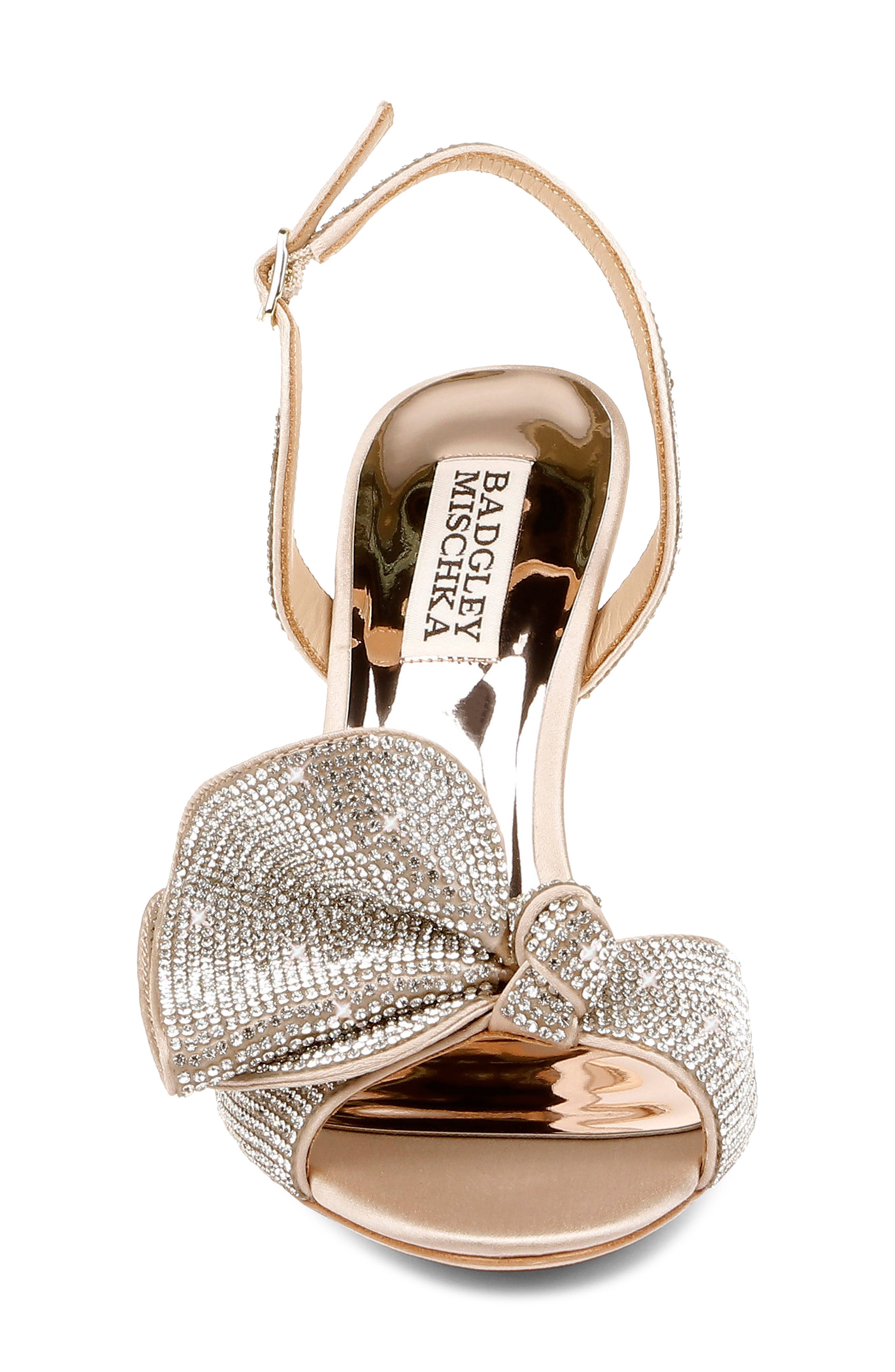 Badgley Mischka Collection Rennie Embellished Slingback Sandal, Alternate, color, Nude Satin
