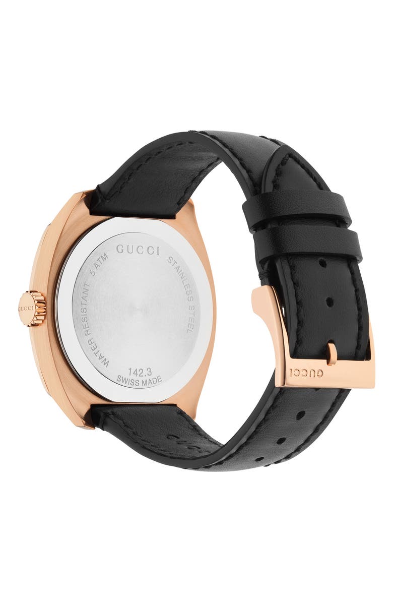 Gucci Leather Strap Watch, 41mm, Alternate, color,
