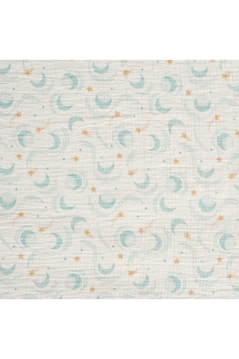 Signature 100% Organic Cotton Muslin Celestial Fitted Crib Sheet, Alternate, color, White
