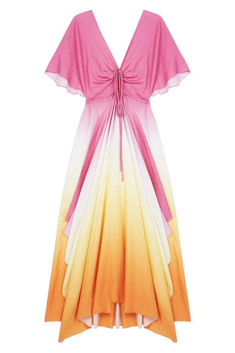 Rachelly Dip Dye Batwing Sleeve Midi Dress, Alternate, color, CANDY PINK