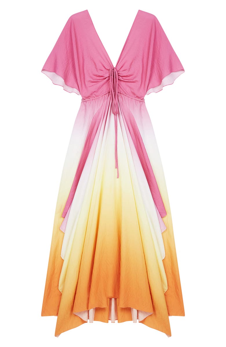 maje Rachelly Dip Dye Batwing Sleeve Midi Dress, Alternate, color, 