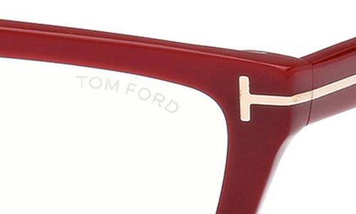 Tom Ford 57mm Square Blue Light Blocking Glasses In Color Block Red/champagne