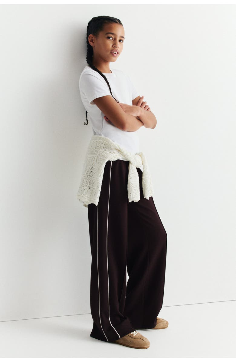 H&M Wide-leg Scuba Knit Track Pants, Main, color, Dark Brown