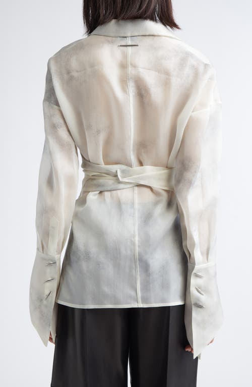 Grace Ling Stitches Convertible Silk Organza Wrap Shirt In White