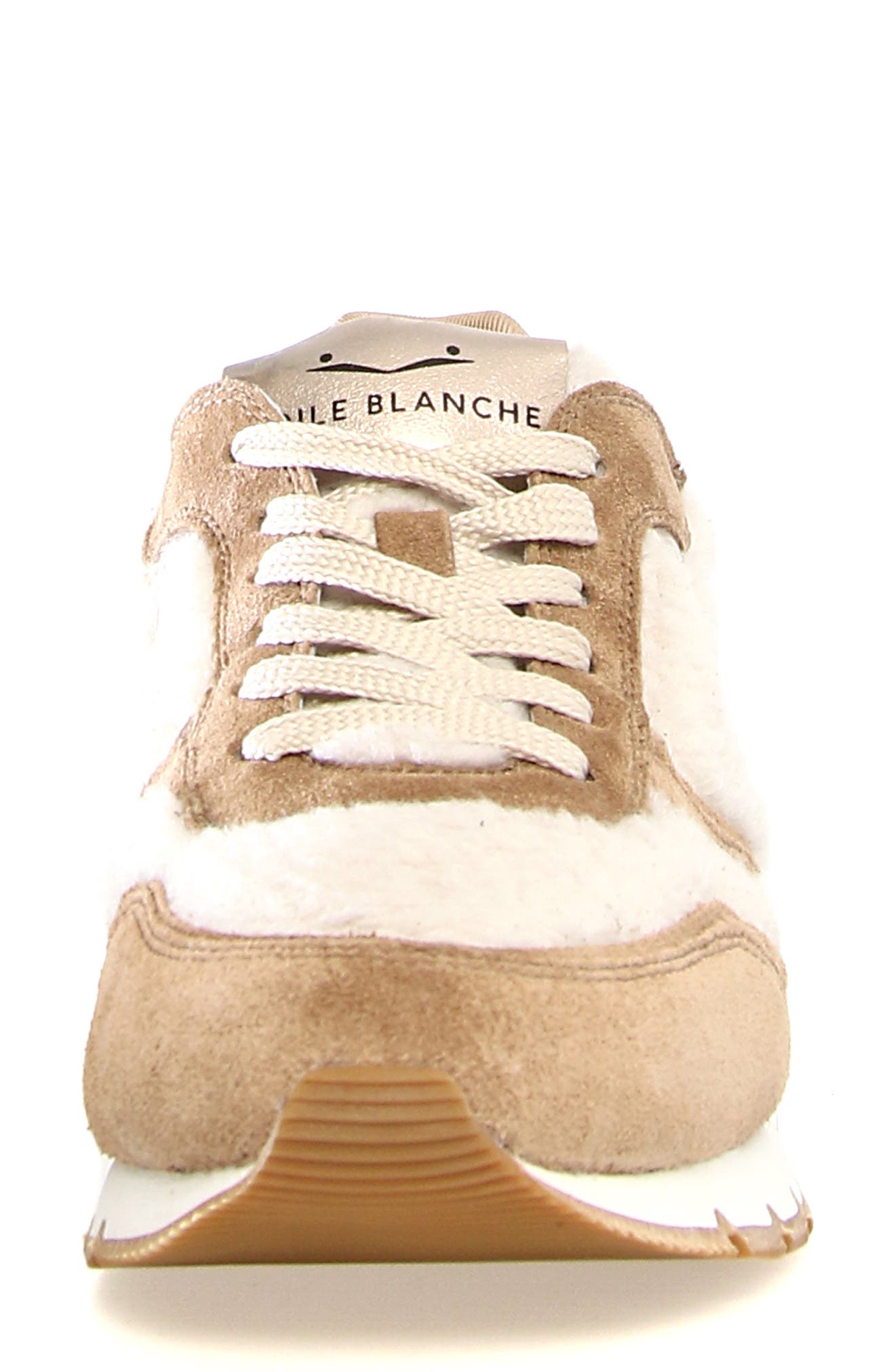 Voile Blanche Julia Genuine Shearling Sneaker, Alternate, color, Brown-Beige