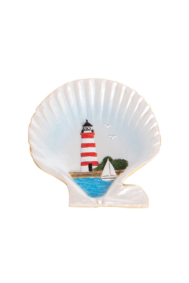 Vintage Lighthouse Shell Decorative Trinket Dish 3.14", Main, color, Black