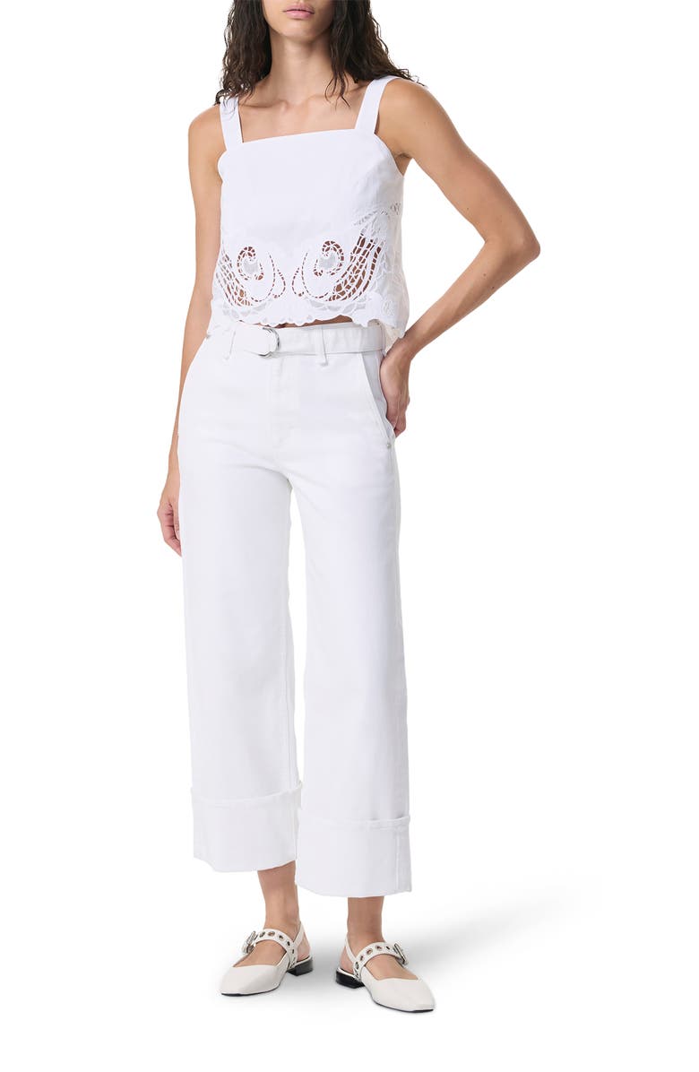 rag & bone Clem Embroidered Trim Cotton Tank, Alternate, color, White